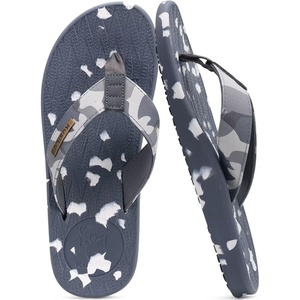 KuaiLu Mens Flip Flops Comfortable Arch Support Waterproof Thong Sandals(Camo-grey)