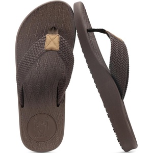 KuaiLu Mens Flip Flops Comfortable Arch Support Waterproof Thong Sandals(Dbrown)