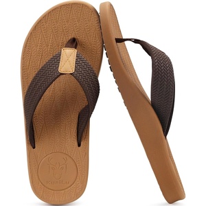 KuaiLu Mens Flip Flops Comfortable Arch Support Waterproof Thong Sandals(Khaki)