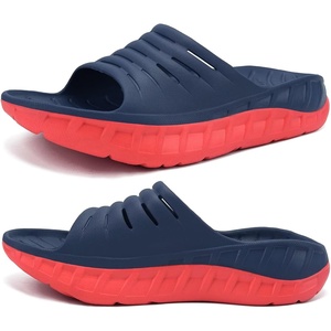 KuaiLu Mens Orthotic Recovery Sandals Arch Support Slides Plantar Fasciitis(Blue Red)