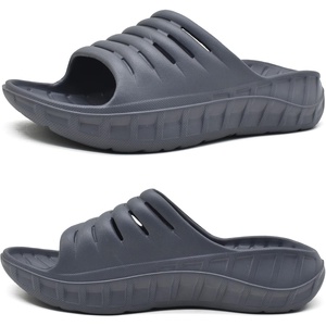 KuaiLu Mens Orthotic Recovery Sandals Arch Support Slides Plantar Fasciitis(Dark Grey)