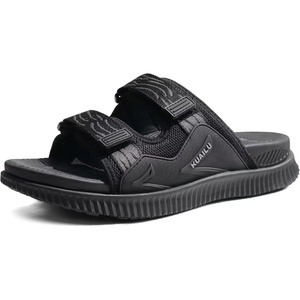 KuaiLu Mens Orthotic Sandals Arch Support Cushion Recovery Walking Slides(Black)