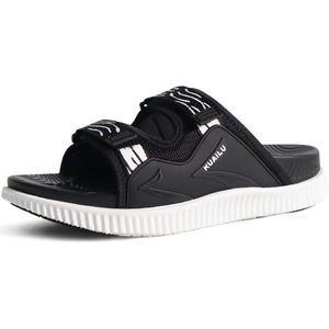 KuaiLu Mens Orthotic Sandals Arch Support Cushion Recovery Walking Slides(Black White)
