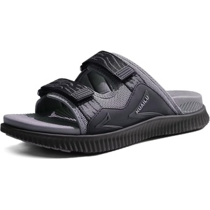KuaiLu Mens Orthotic Sandals Arch Support Cushion Recovery Walking Slides(Grey)