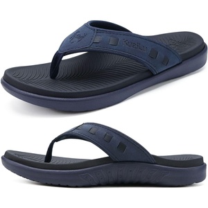 KuaiLu Mens Sport Flip Flops Orthotic Thong Sandals With Arch Support(Fashion Blue)