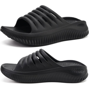 KuaiLu Recovery Sandals Women With Comfortable Arch Support Sport Slides(All Black)