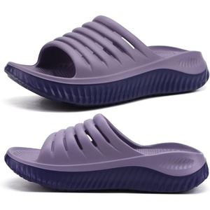 KuaiLu Recovery Sandals Women With Comfortable Arch Support Sport Slides(Double Purple)