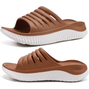 KuaiLu Recovery Sandals Women With Comfortable Arch Support Sport Slides(Khaki White)