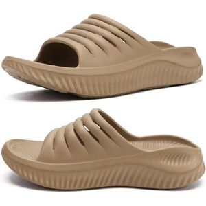 KuaiLu Recovery Sandals Women With Comfortable Arch Support Sport Slides(Light Brown)