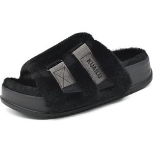 KuaiLu Women’s Orthotic Arch Support Slippers(Plush Black)