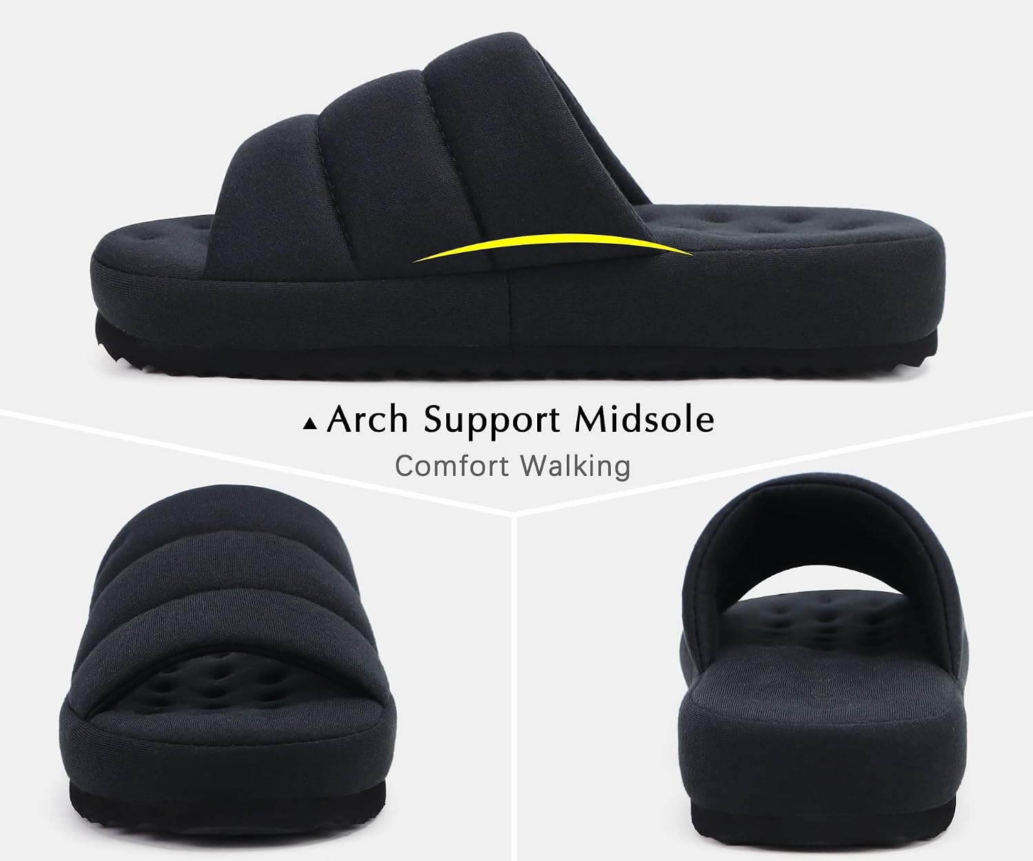 image:imageKuaiLu Cozy Memory Foam Slippers For Men AllSeason Warm House ShoesAll Black
