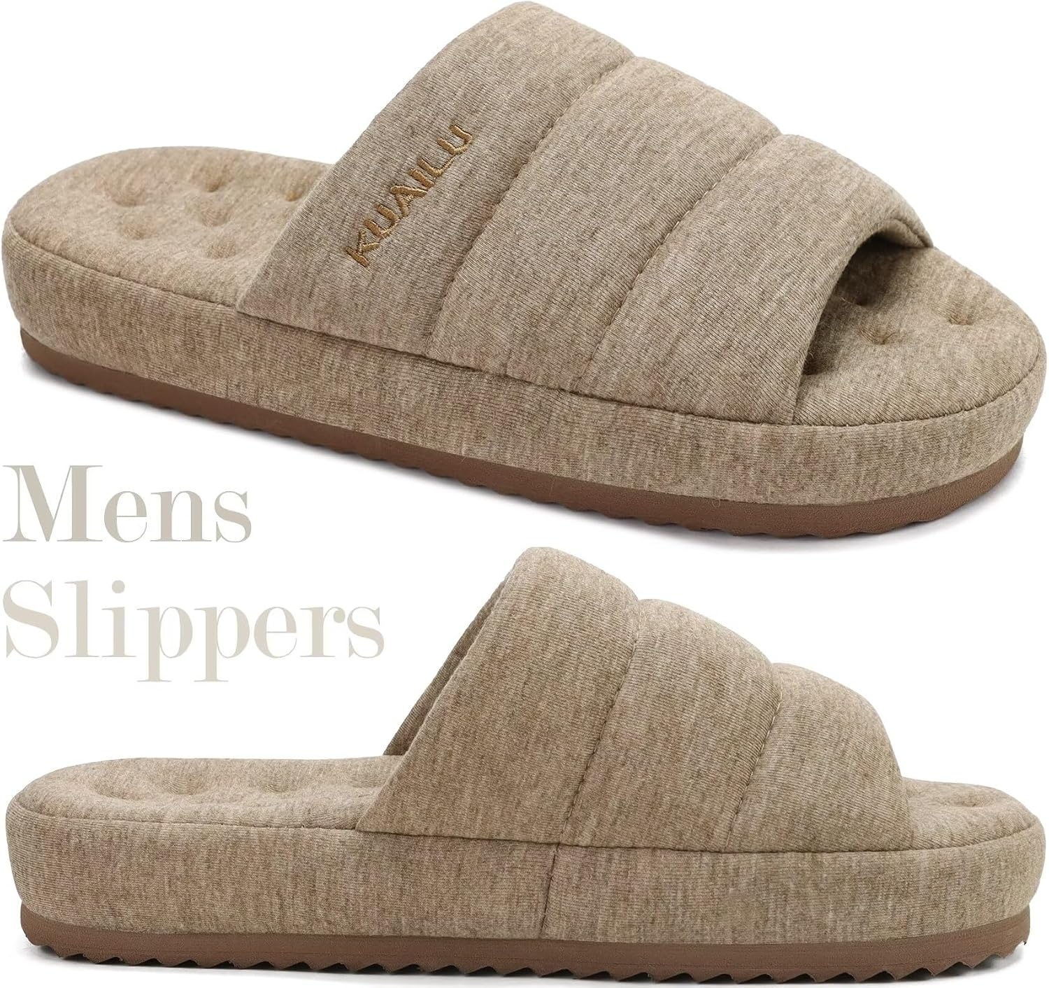 image:imageKuaiLu Cozy Memory Foam Slippers For Men AllSeason Warm House ShoesApricot Yellow