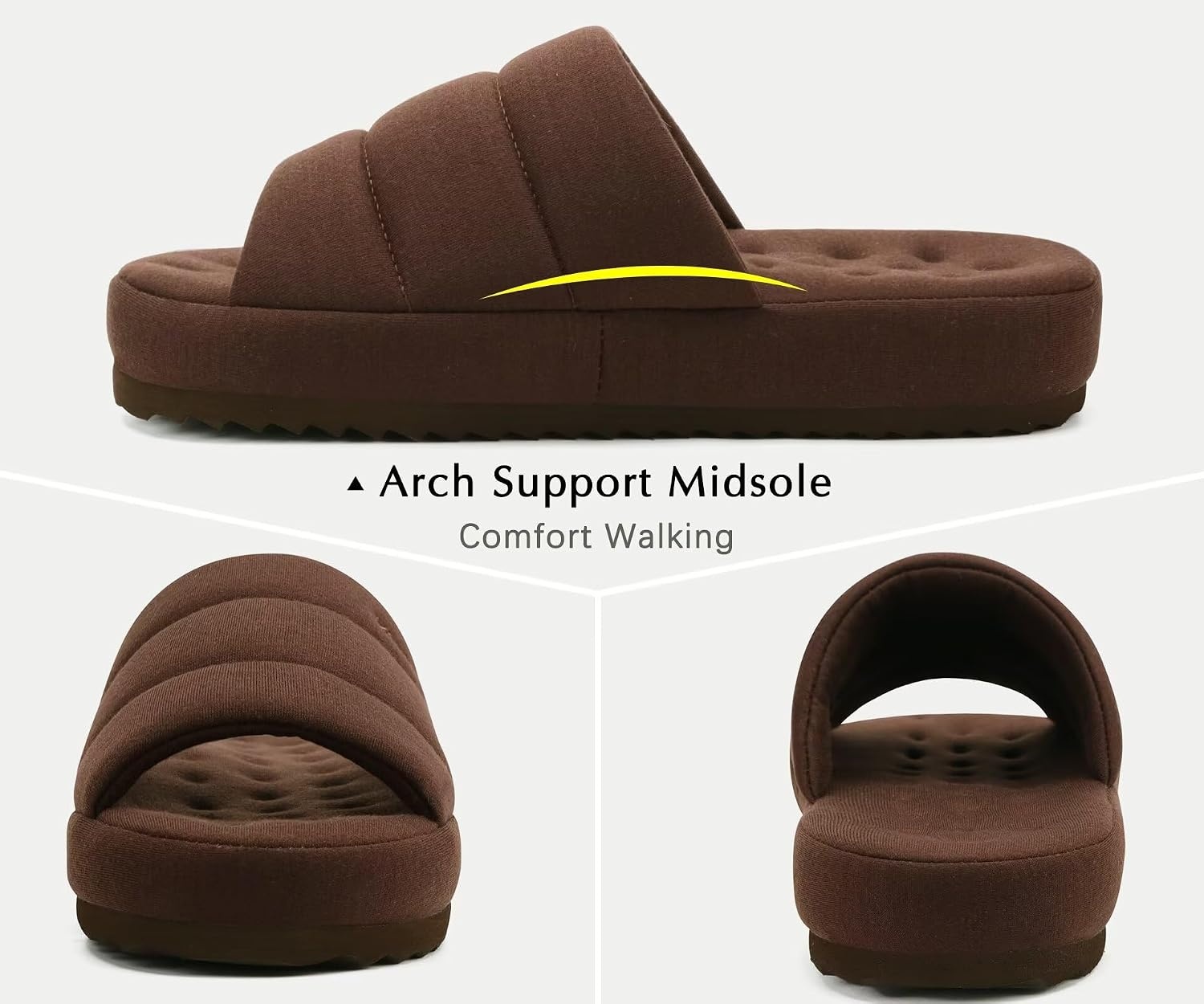 image:imageKuaiLu Cozy Memory Foam Slippers For Men AllSeason Warm House ShoesDark Brown