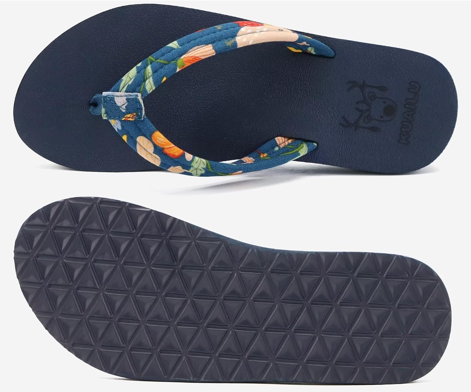 image:imageKuaiLu Flip Flops for Women with Arch Support Summer Beach Thong SandalsNavy Blue