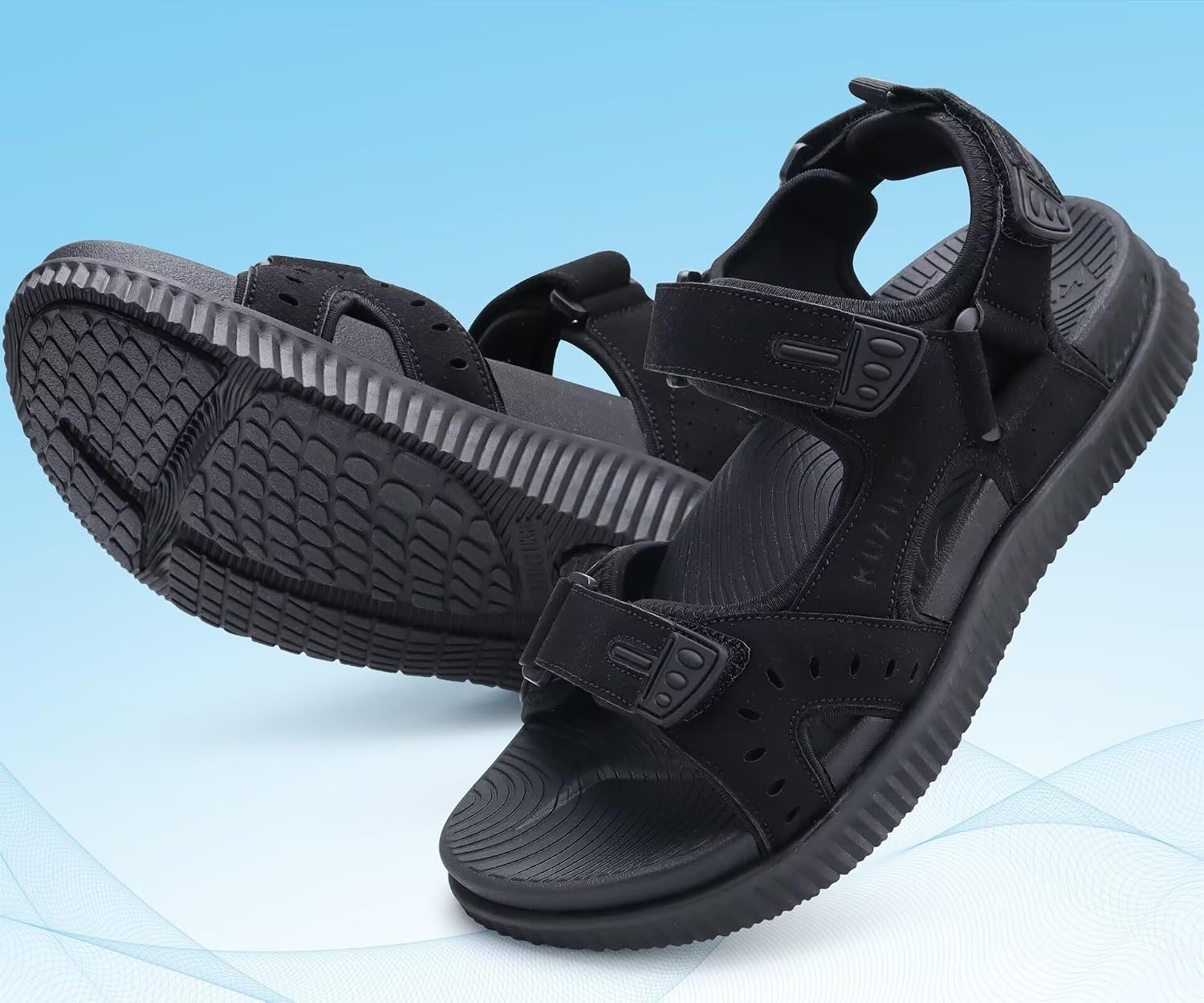 image:imageKuaiLu Mens Hiking Sandals with Orthopedic Arch Support FootbedBlack