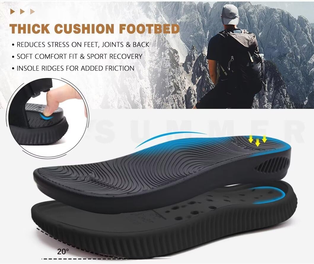 image:imageKuaiLu Mens Hiking Sandals with Orthopedic Arch Support FootbedBlack