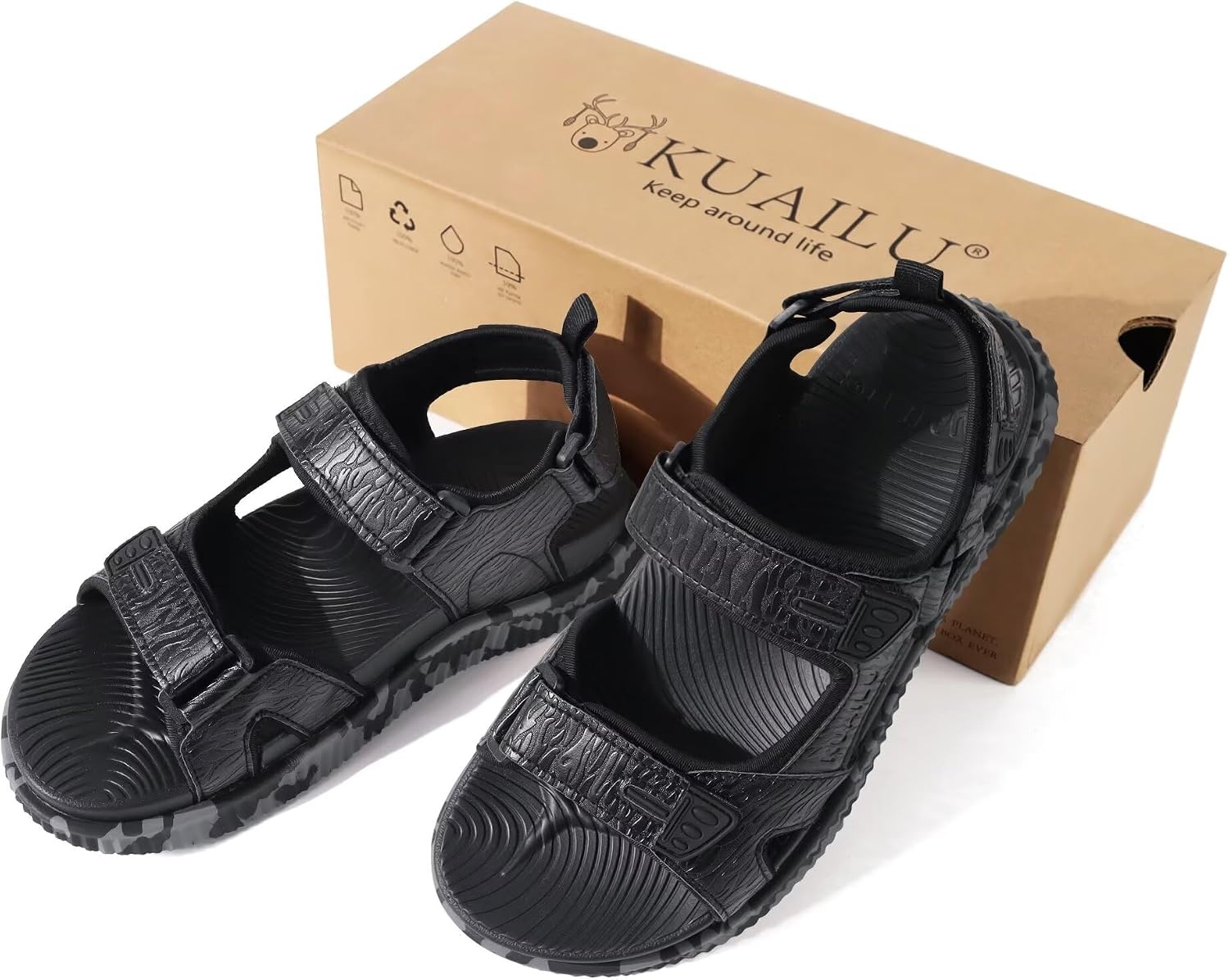 image:imageKuaiLu Mens Hiking Sandals with Orthopedic Arch Support FootbedBlackcamouflage