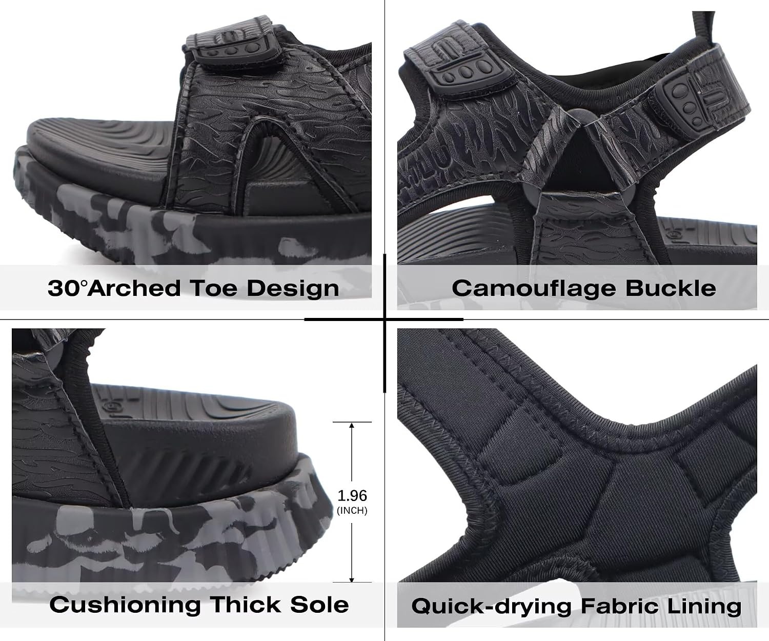 image:imageKuaiLu Mens Hiking Sandals with Orthopedic Arch Support FootbedBlackcamouflage