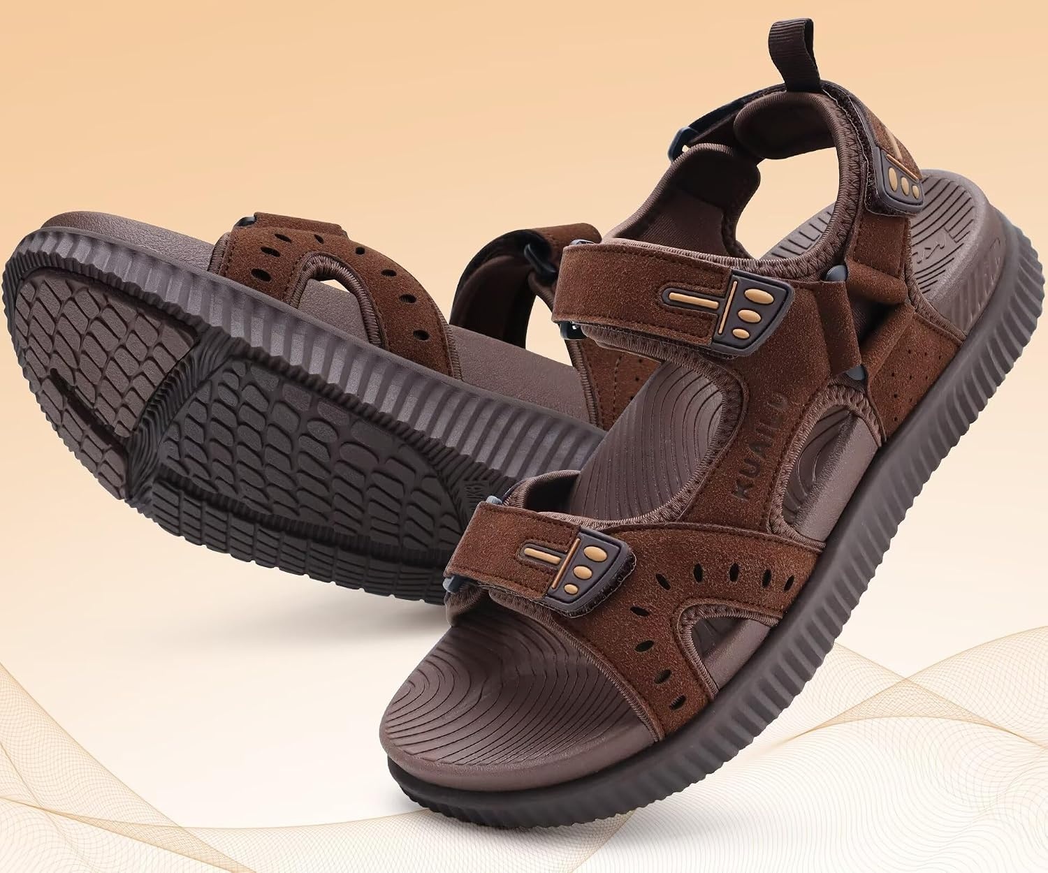 image:imageKuaiLu Mens Hiking Sandals with Orthopedic Arch Support FootbedDark Brown