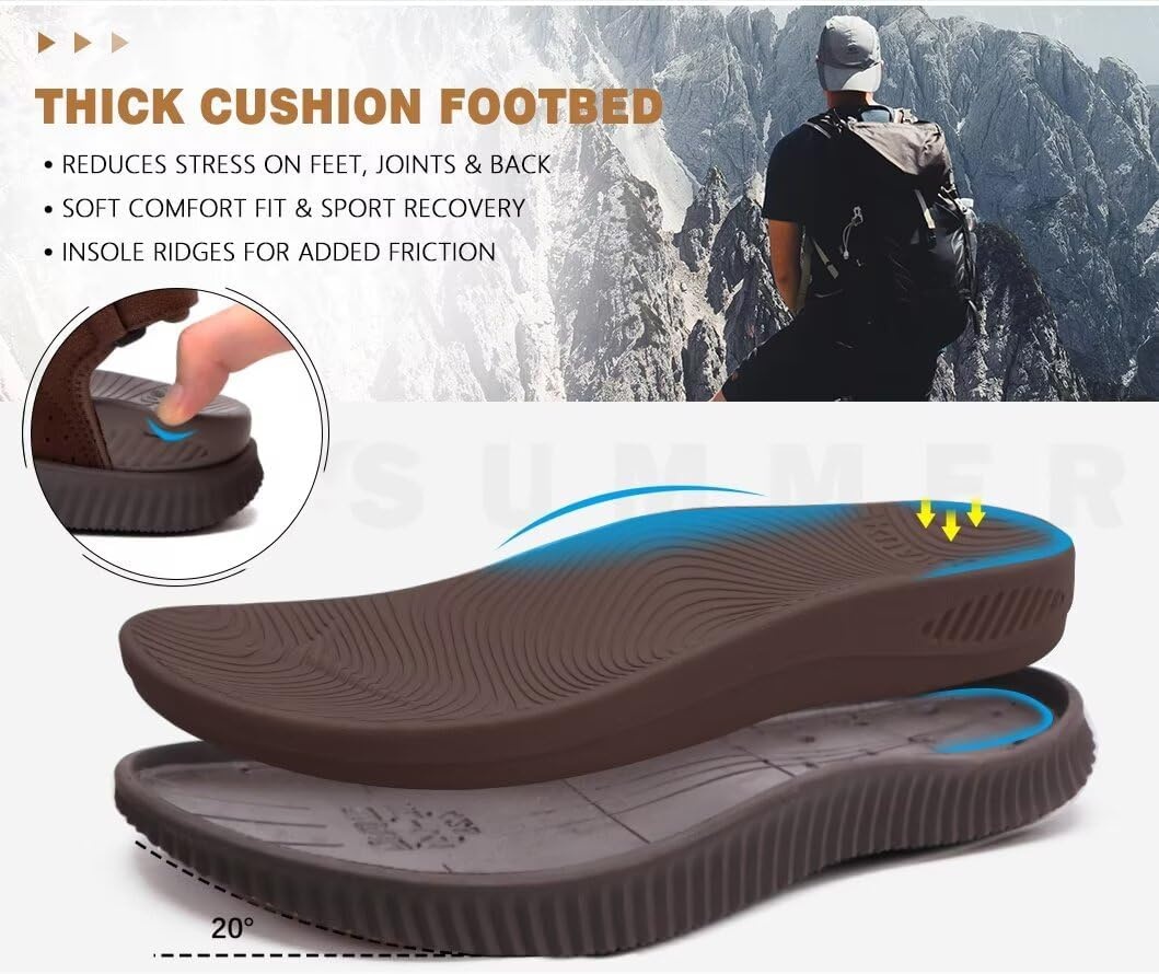image:imageKuaiLu Mens Hiking Sandals with Orthopedic Arch Support FootbedDark Brown