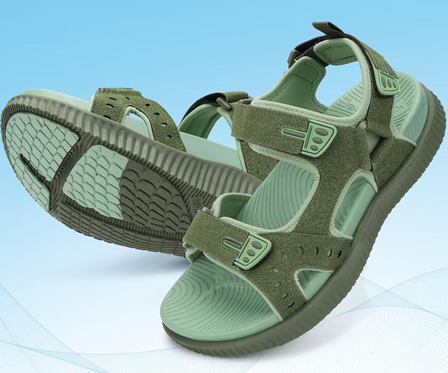 image:imageKuaiLu Mens Hiking Sandals with Orthopedic Arch Support FootbedGreen
