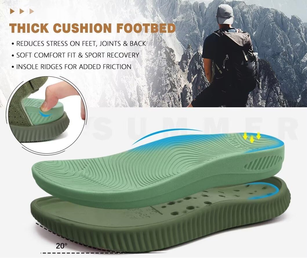 image:imageKuaiLu Mens Hiking Sandals with Orthopedic Arch Support FootbedGreen