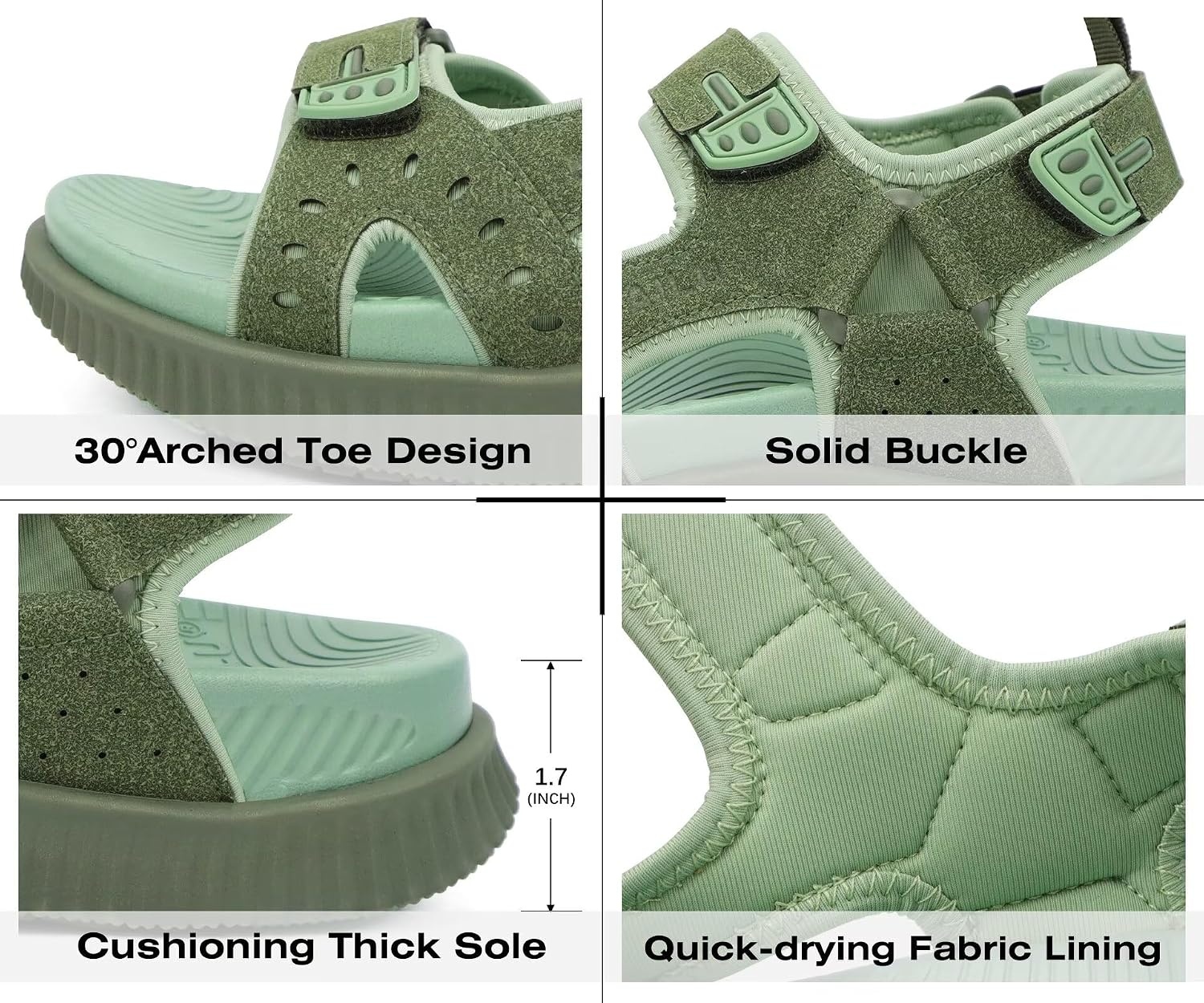 image:imageKuaiLu Mens Hiking Sandals with Orthopedic Arch Support FootbedGreen