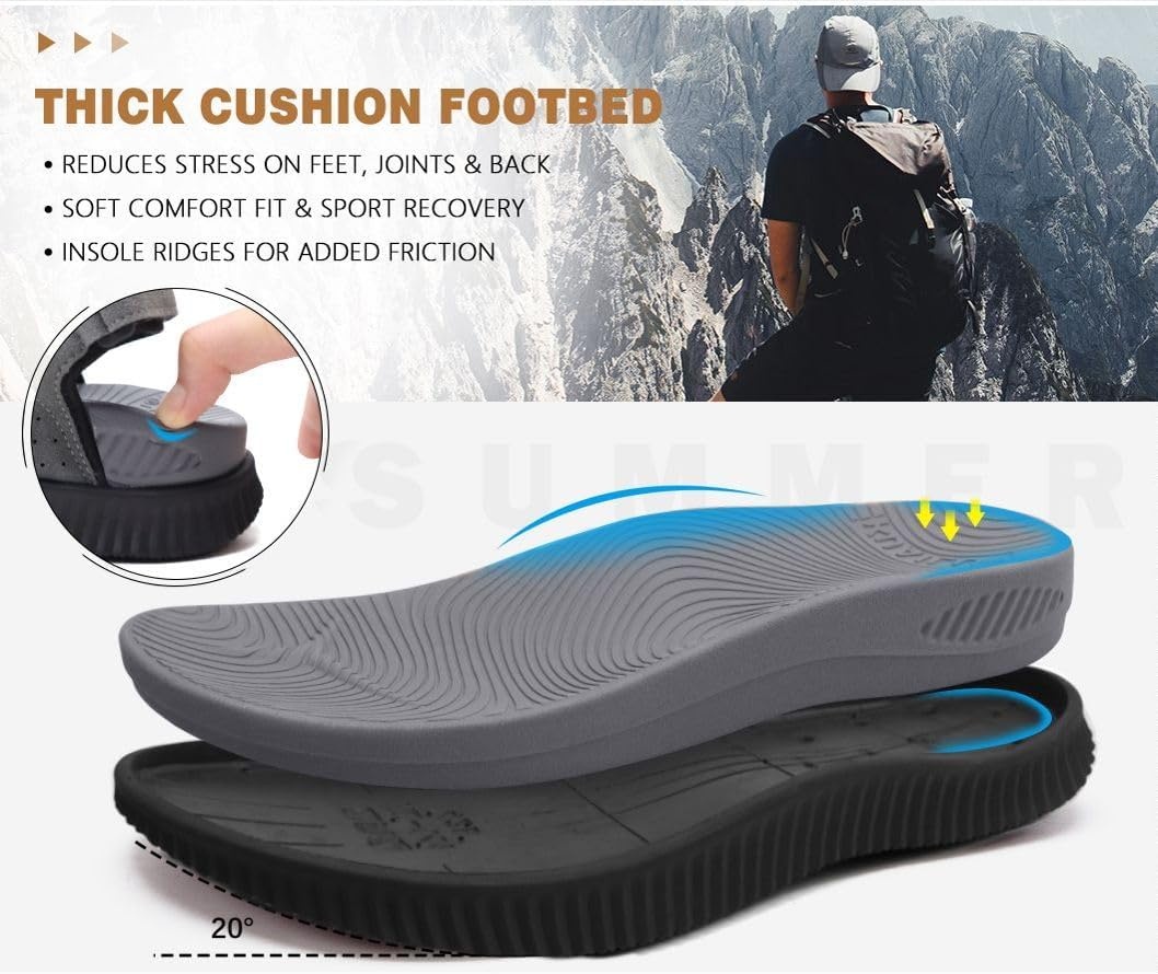 image:imageKuaiLu Mens Hiking Sandals with Orthopedic Arch Support FootbedGrey