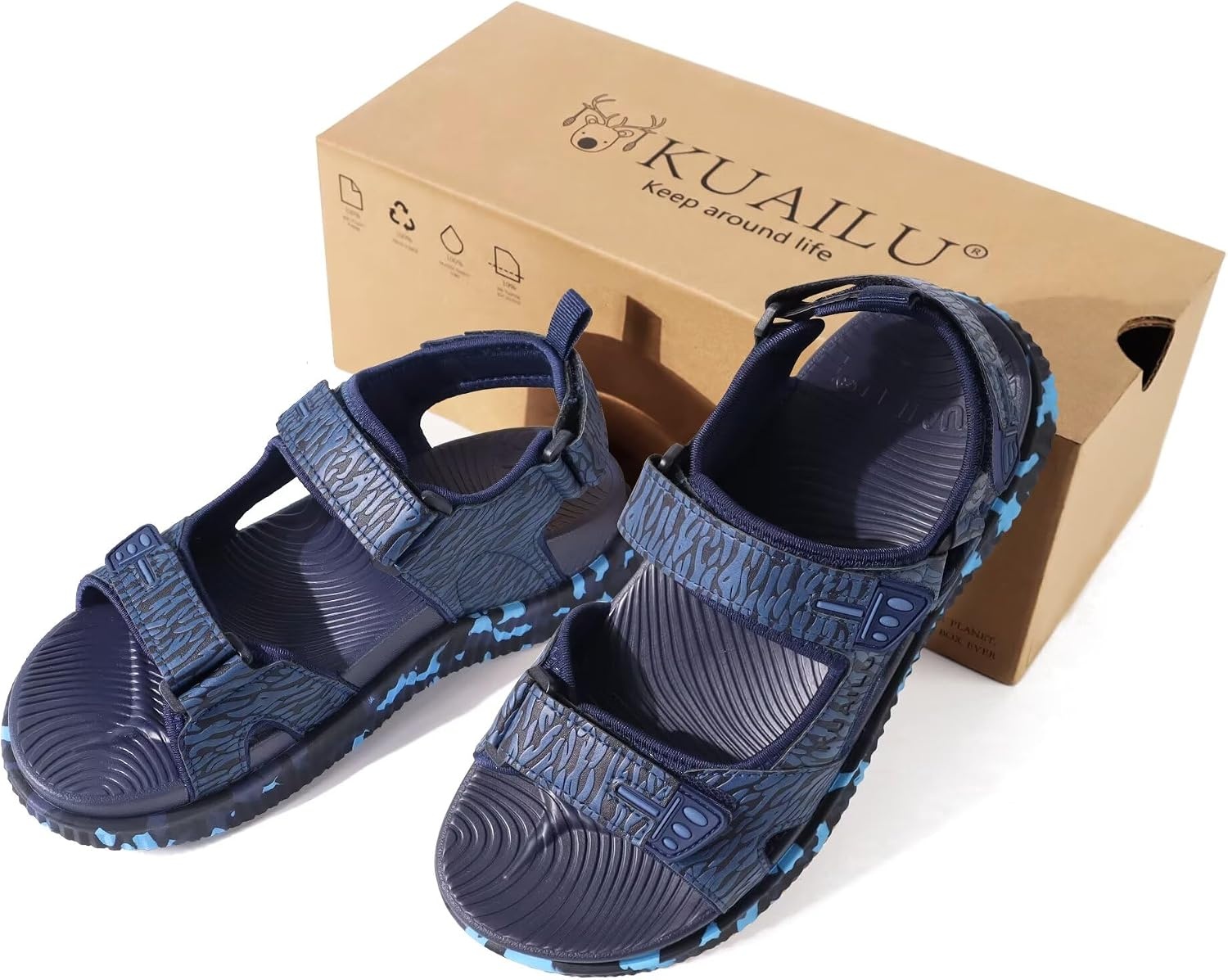 image:imageKuaiLu Mens Hiking Sandals with Orthopedic Arch Support FootbedNavy Bluecamouflage