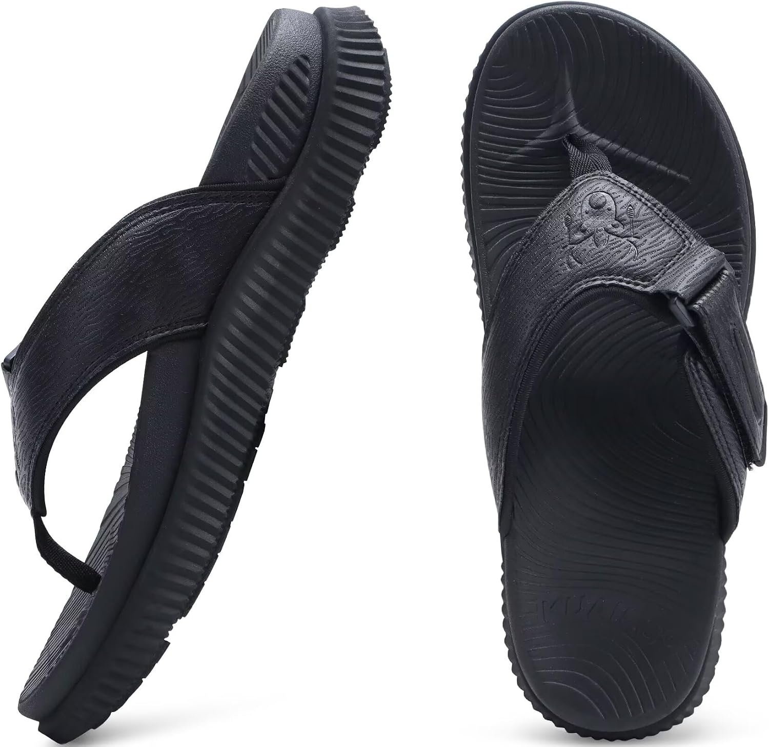image:imageKuaiLu Mens Orthotic Cushion Flip Flops Athletic Recovery Walking SandalsBlack
