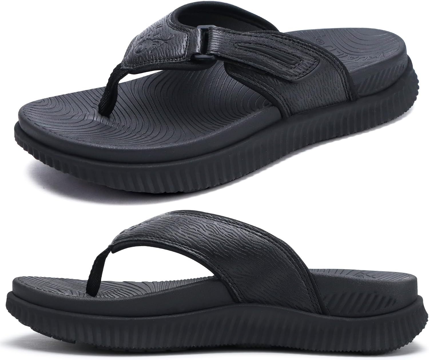 image:imageKuaiLu Mens Orthotic Cushion Flip Flops Athletic Recovery Walking SandalsBlack