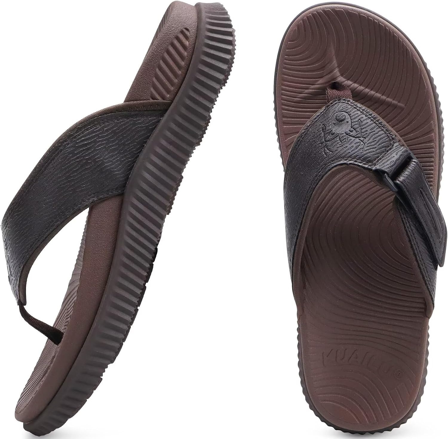 image:imageKuaiLu Mens Orthotic Cushion Flip Flops Athletic Recovery Walking SandalsDark Brown