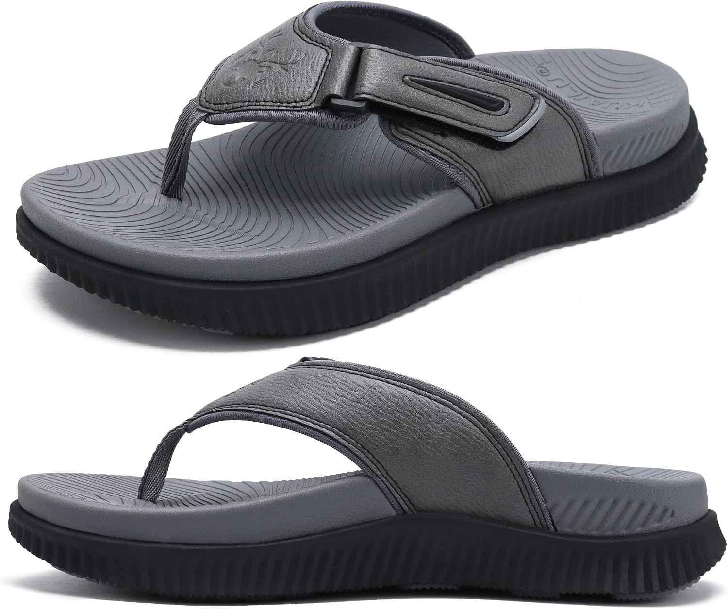 image:imageKuaiLu Mens Orthotic Cushion Flip Flops Athletic Recovery Walking SandalsGrey