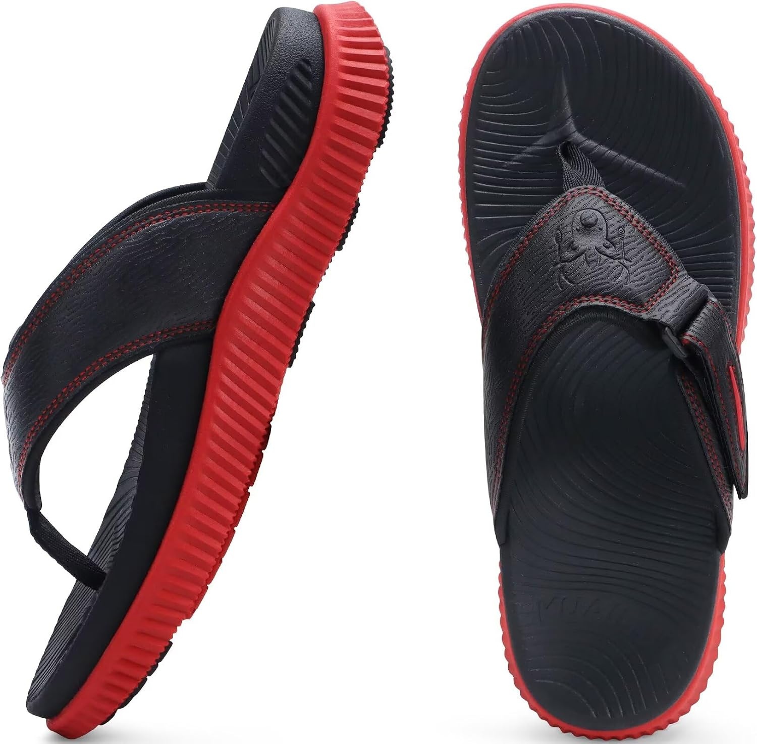 image:imageKuaiLu Mens Orthotic Cushion Flip Flops Athletic Recovery Walking SandalsRed Black