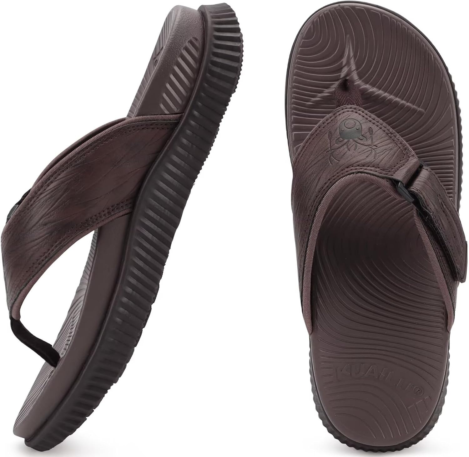 image:imageKuaiLu Mens Orthotic Cushion Flip Flops Recovery Walking Athletic SandalsDark Brown