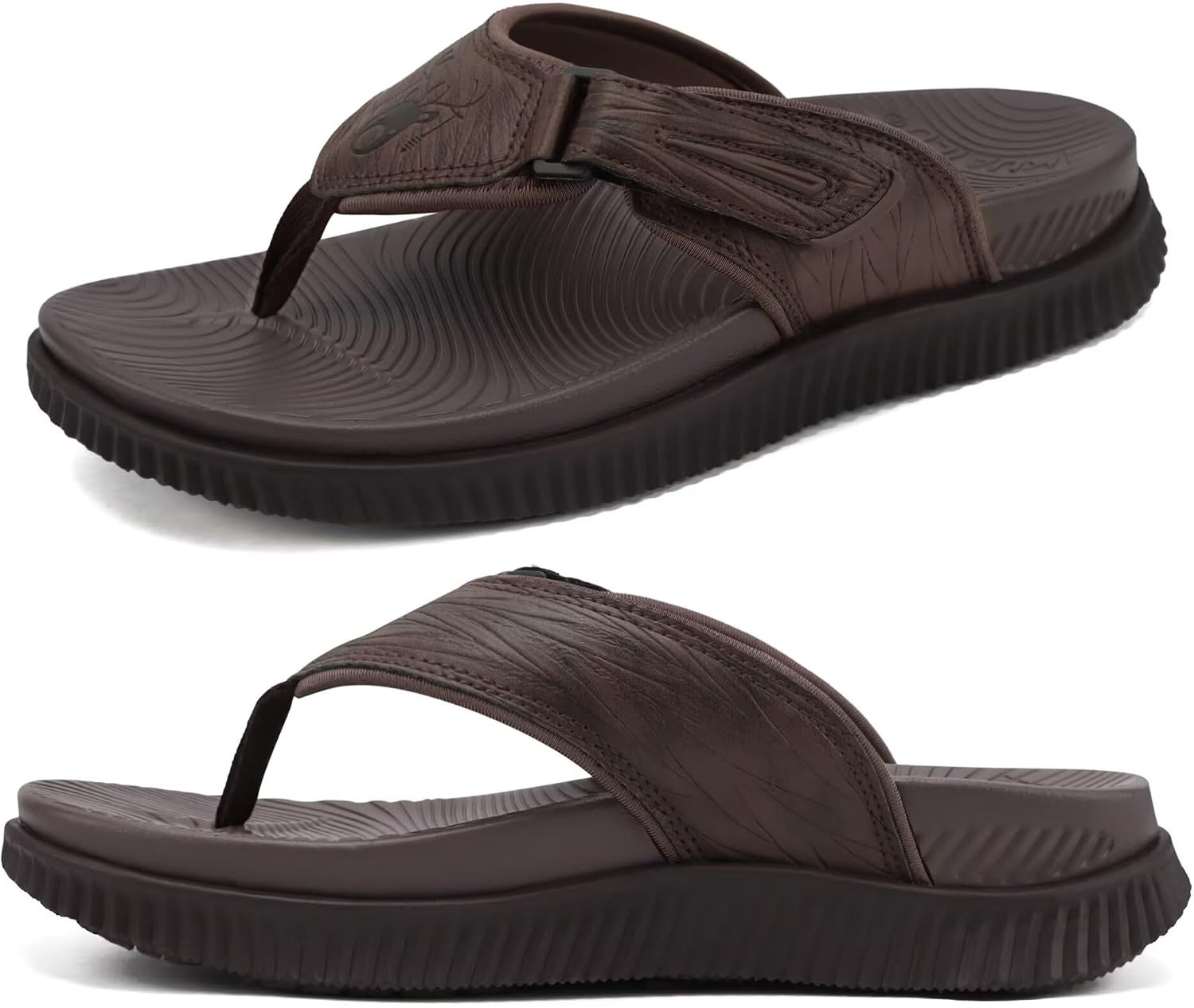 image:imageKuaiLu Mens Orthotic Cushion Flip Flops Recovery Walking Athletic SandalsDark Brown