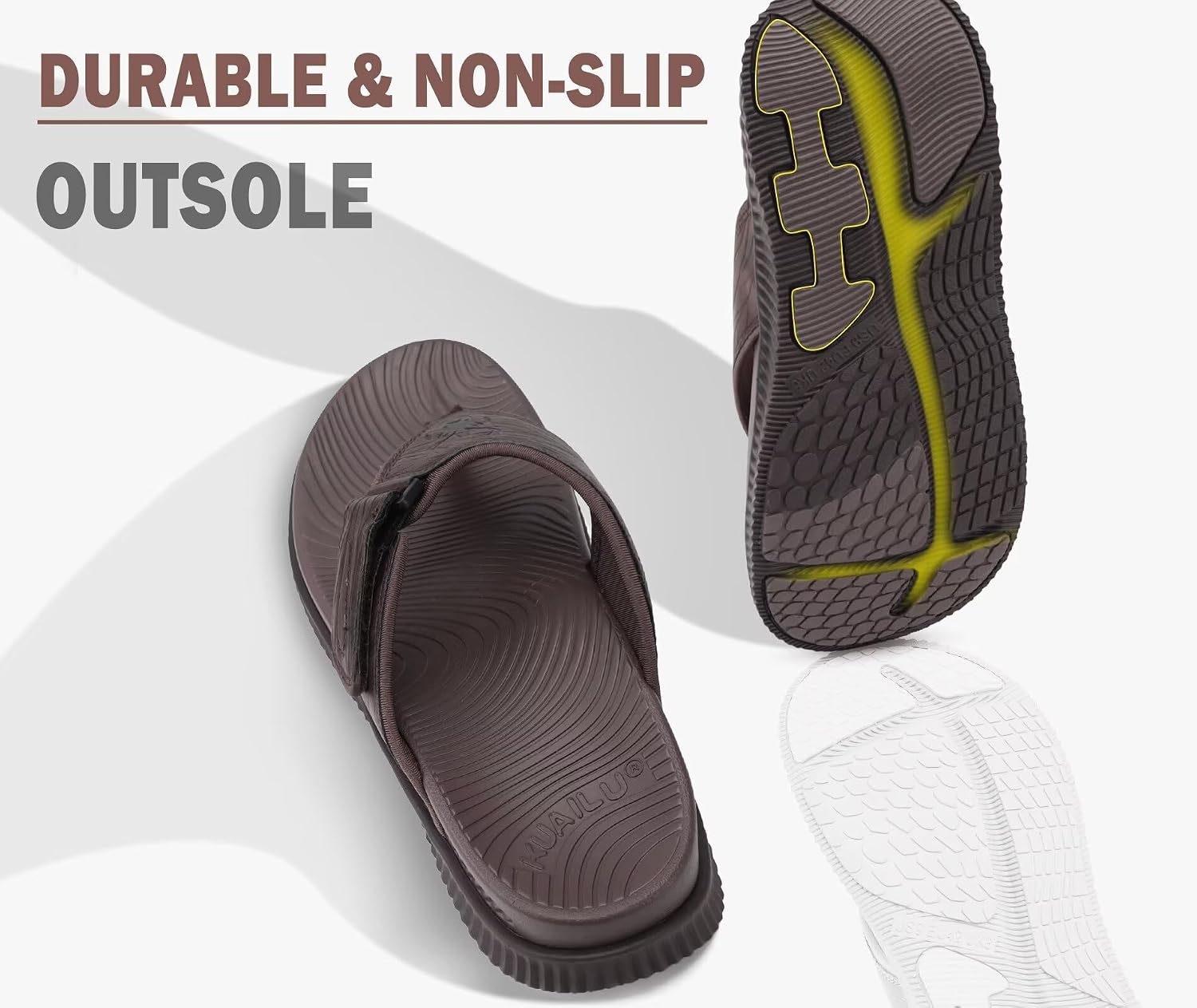 image:imageKuaiLu Mens Orthotic Cushion Flip Flops Recovery Walking Athletic SandalsDark Brown