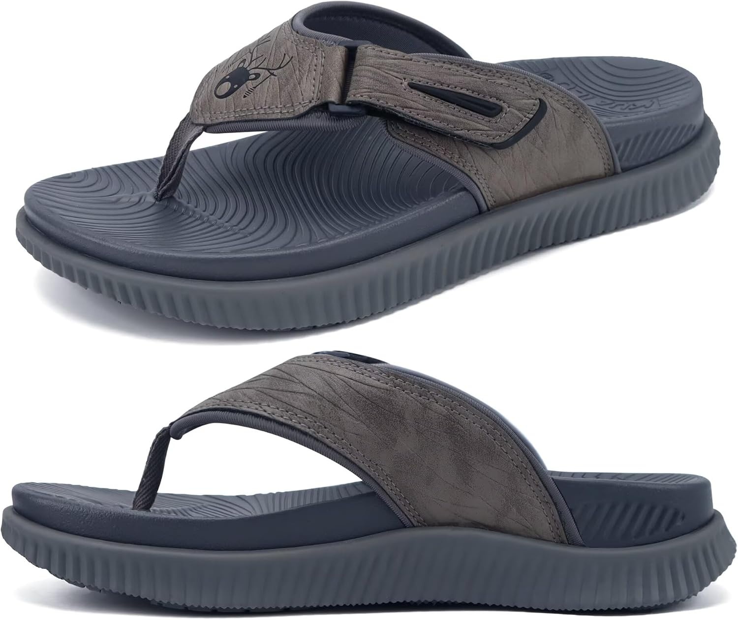 image:imageKuaiLu Mens Orthotic Cushion Flip Flops Recovery Walking Athletic SandalsDark Grey
