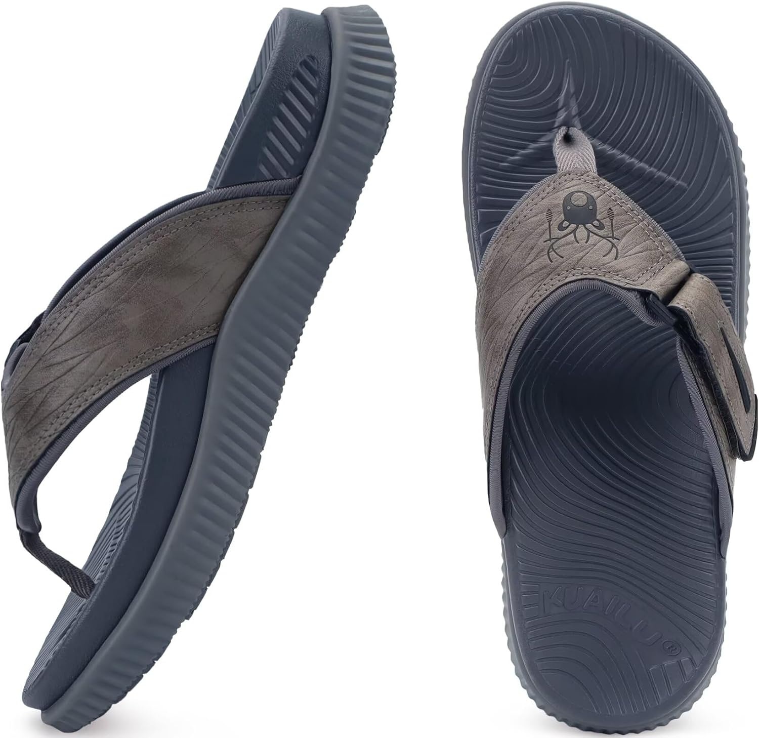 image:imageKuaiLu Mens Orthotic Cushion Flip Flops Recovery Walking Athletic SandalsDark Grey