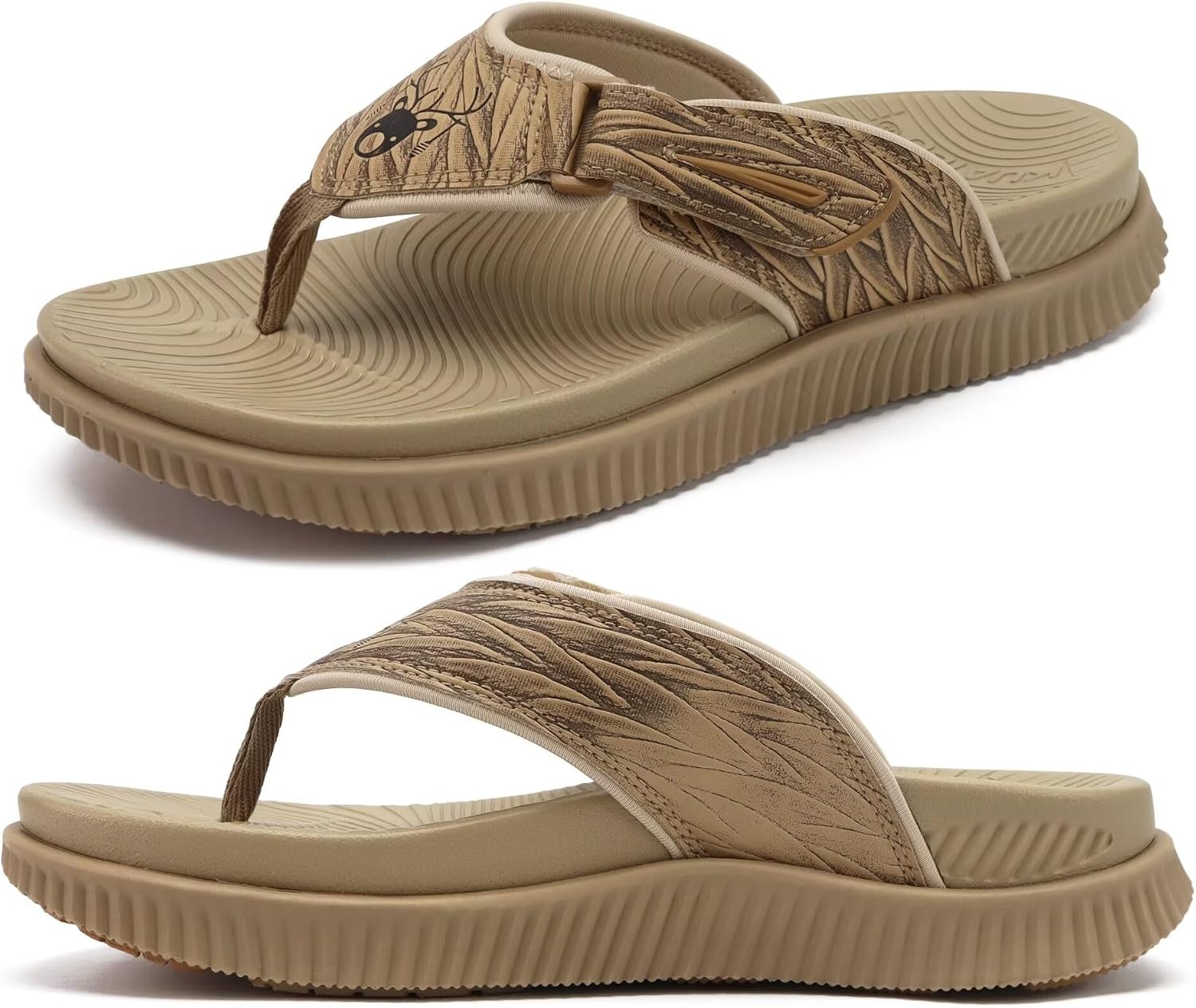 image:imageKuaiLu Mens Orthotic Cushion Flip Flops Recovery Walking Athletic SandalsKhaki Beige