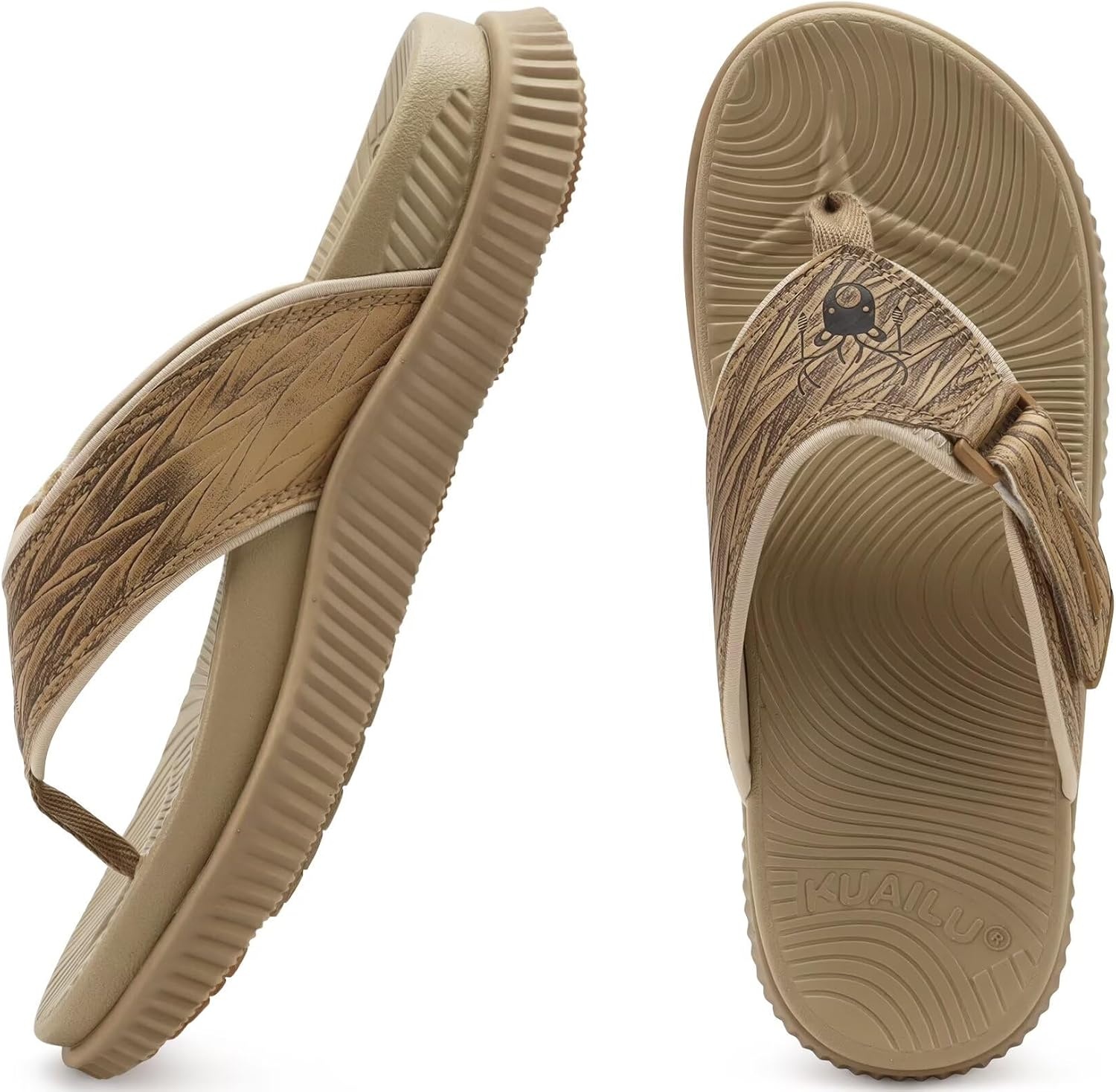 image:imageKuaiLu Mens Orthotic Cushion Flip Flops Recovery Walking Athletic SandalsKhaki Beige
