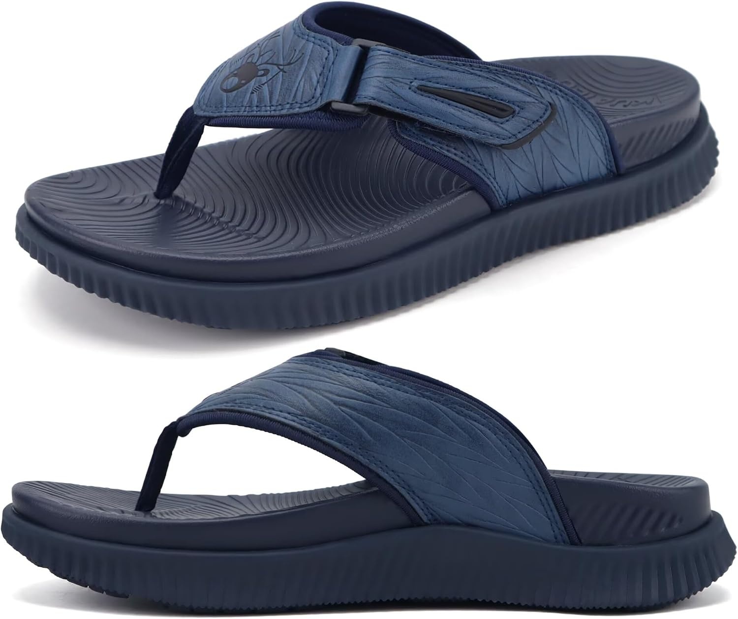 image:imageKuaiLu Mens Orthotic Cushion Flip Flops Recovery Walking Athletic SandalsNavy Blue