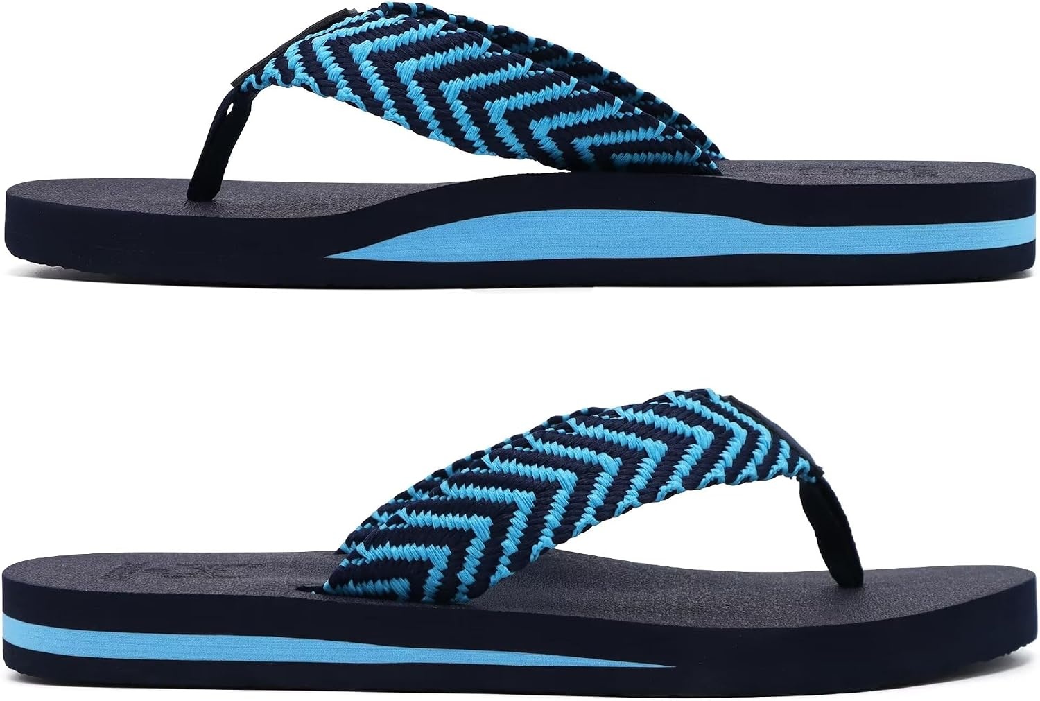 image:imageKuaiLu Mens Rubber Flip Flops with Comfortable Arch Support Summer BeachBright Blue
