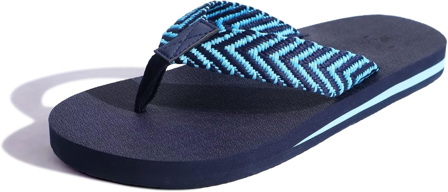 image:imageKuaiLu Mens Rubber Flip Flops with Comfortable Arch Support Summer BeachBright Blue