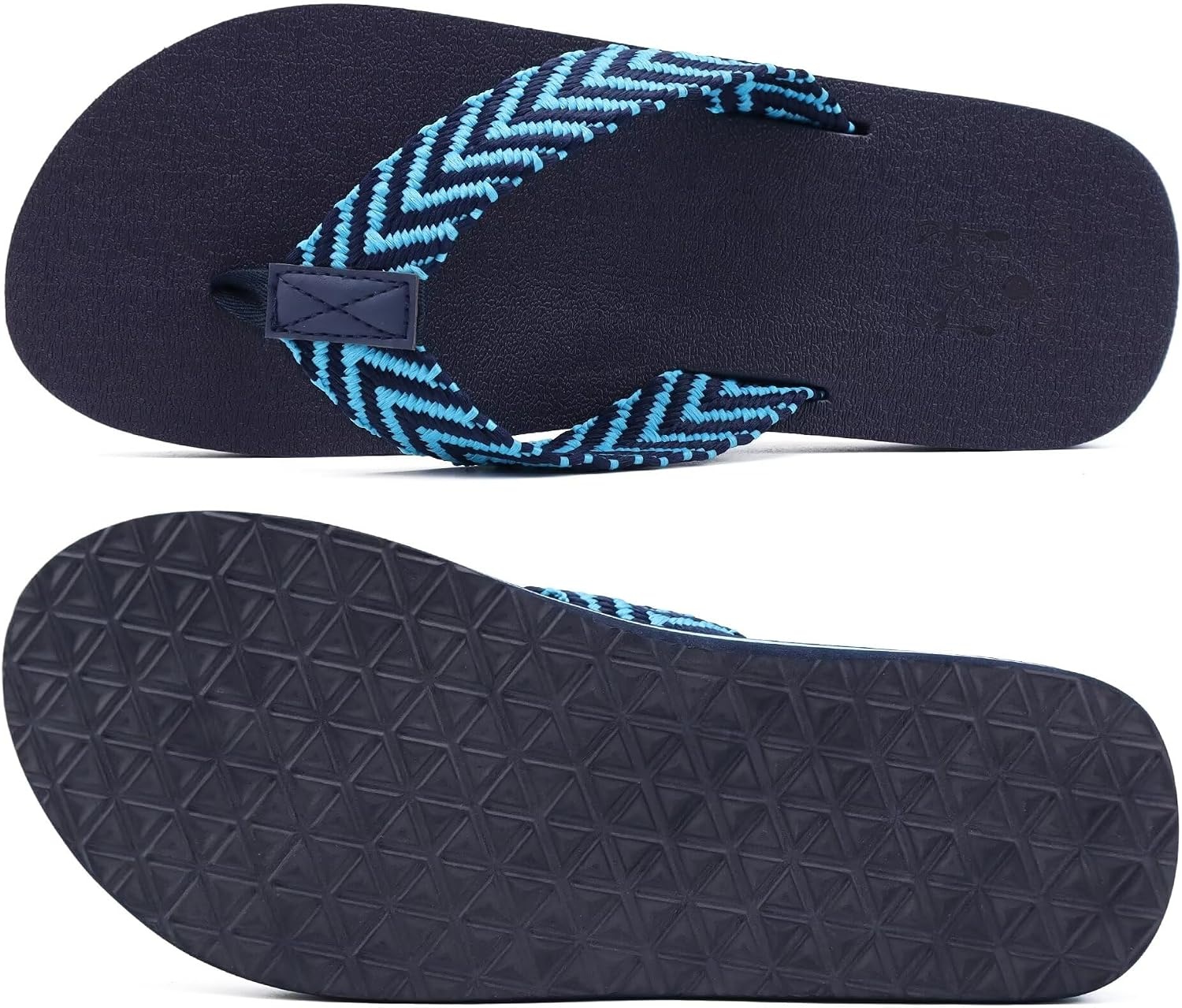 image:imageKuaiLu Mens Rubber Flip Flops with Comfortable Arch Support Summer BeachBright Blue