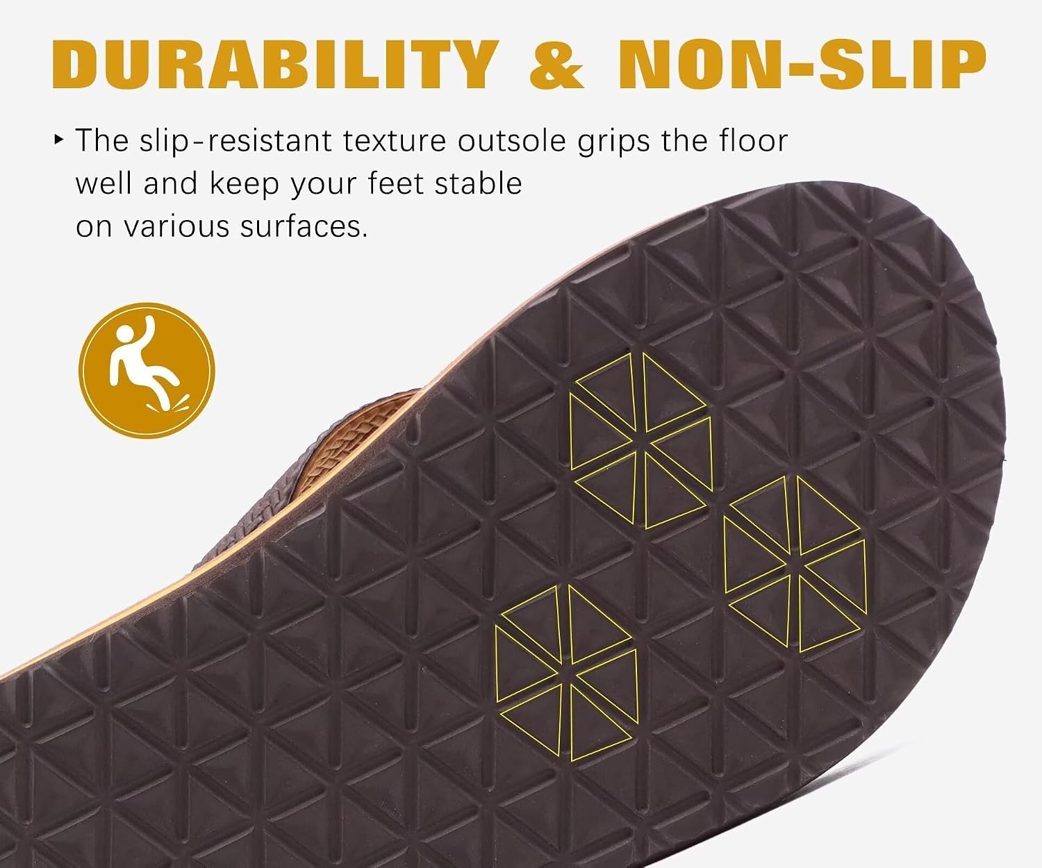 image:imageKuaiLu Mens Rubber Flip Flops with Comfortable Arch Support Summer BeachLight Brown