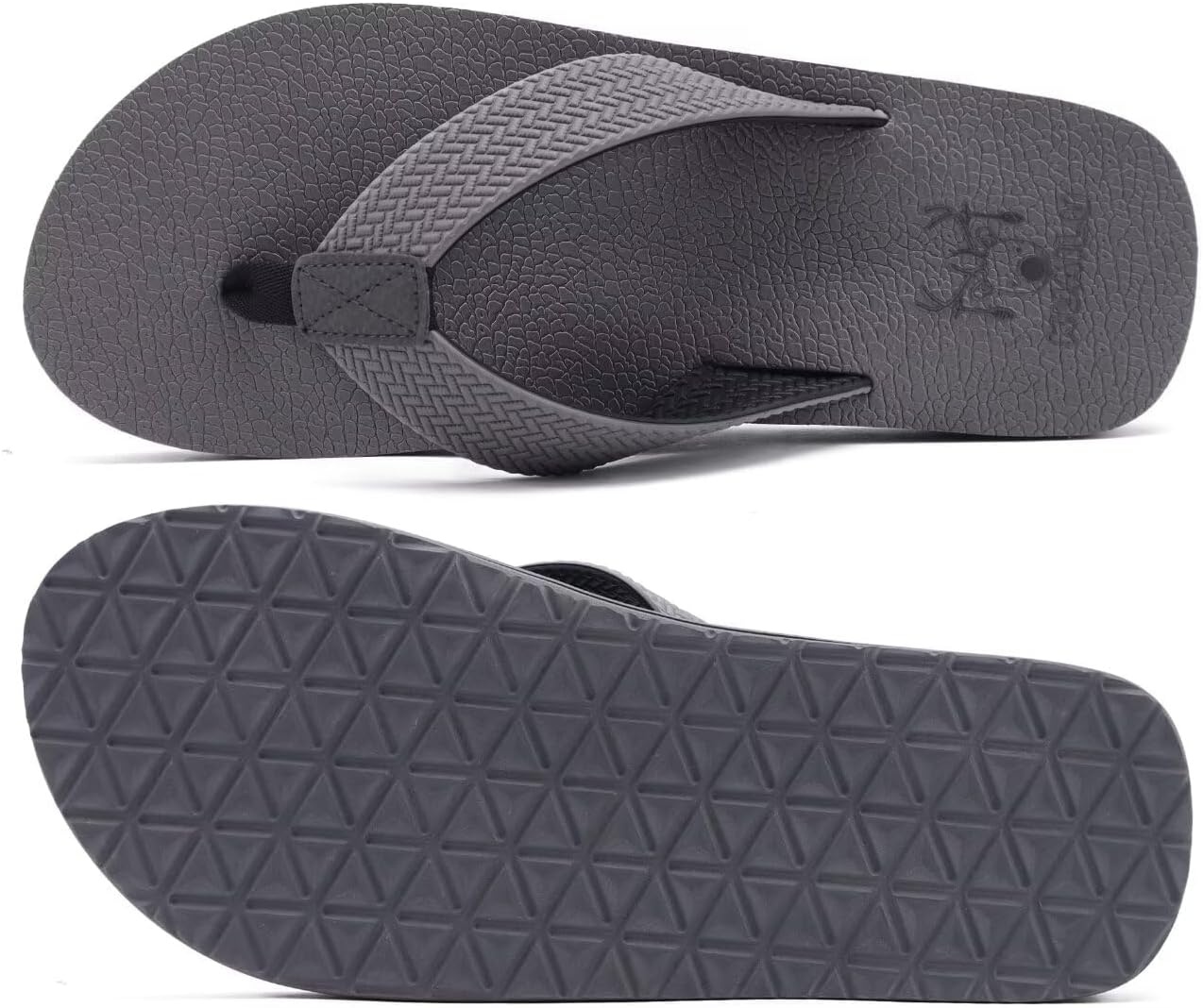 image:imageKuaiLu Mens Rubber Flip Flops with Comfortable Arch Support Summer BeachLight Grey