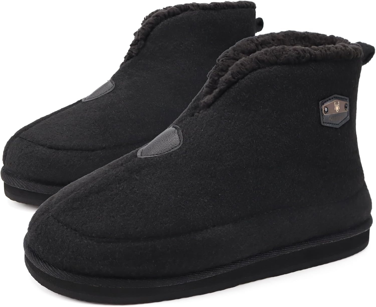 image:imageKuaiLu Mens Slippers Booties With Plush Lining Winter Warm House ShoesAll Black