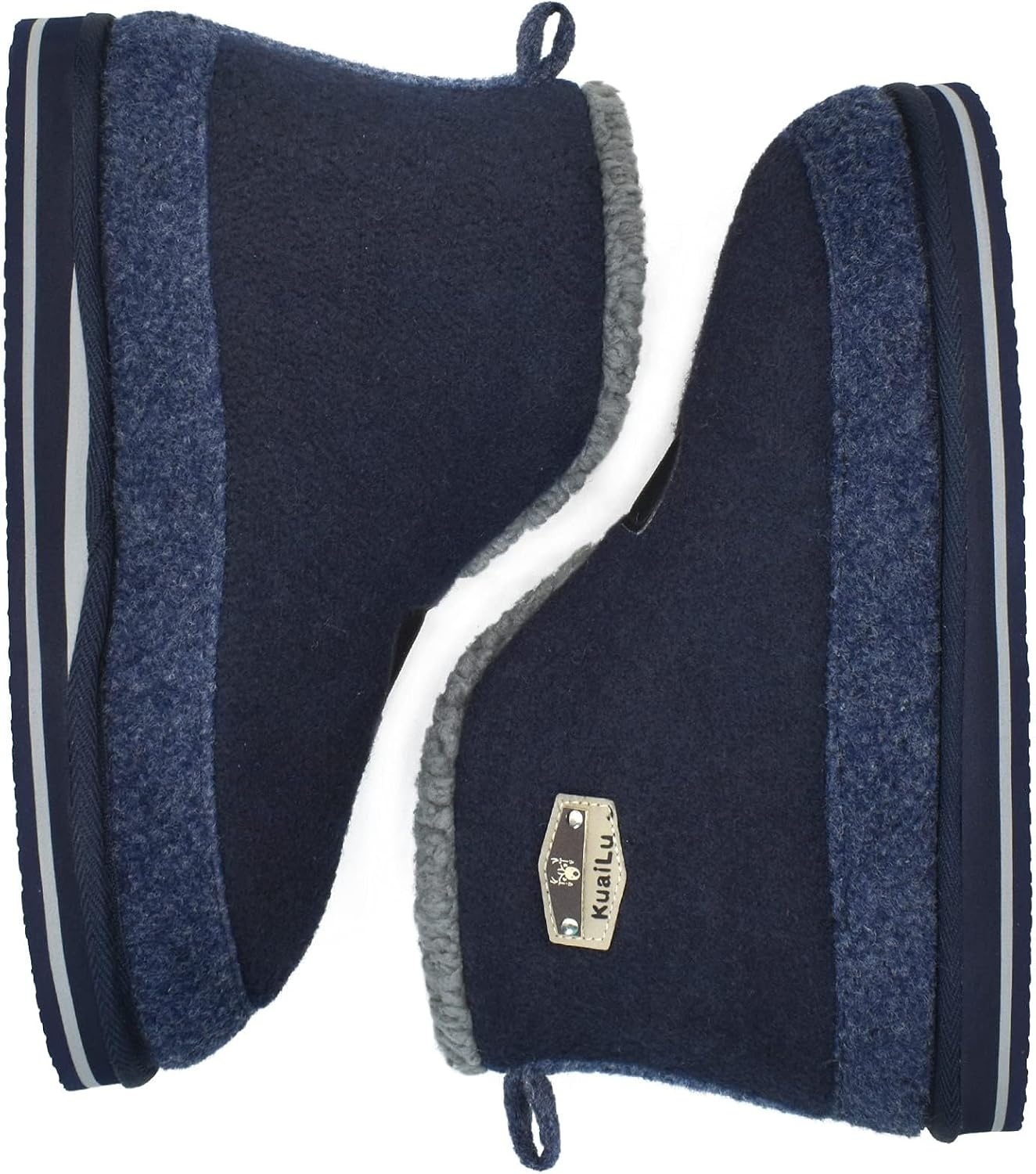 image:imageKuaiLu Mens Slippers Booties With Plush Lining Winter Warm House ShoesBlue