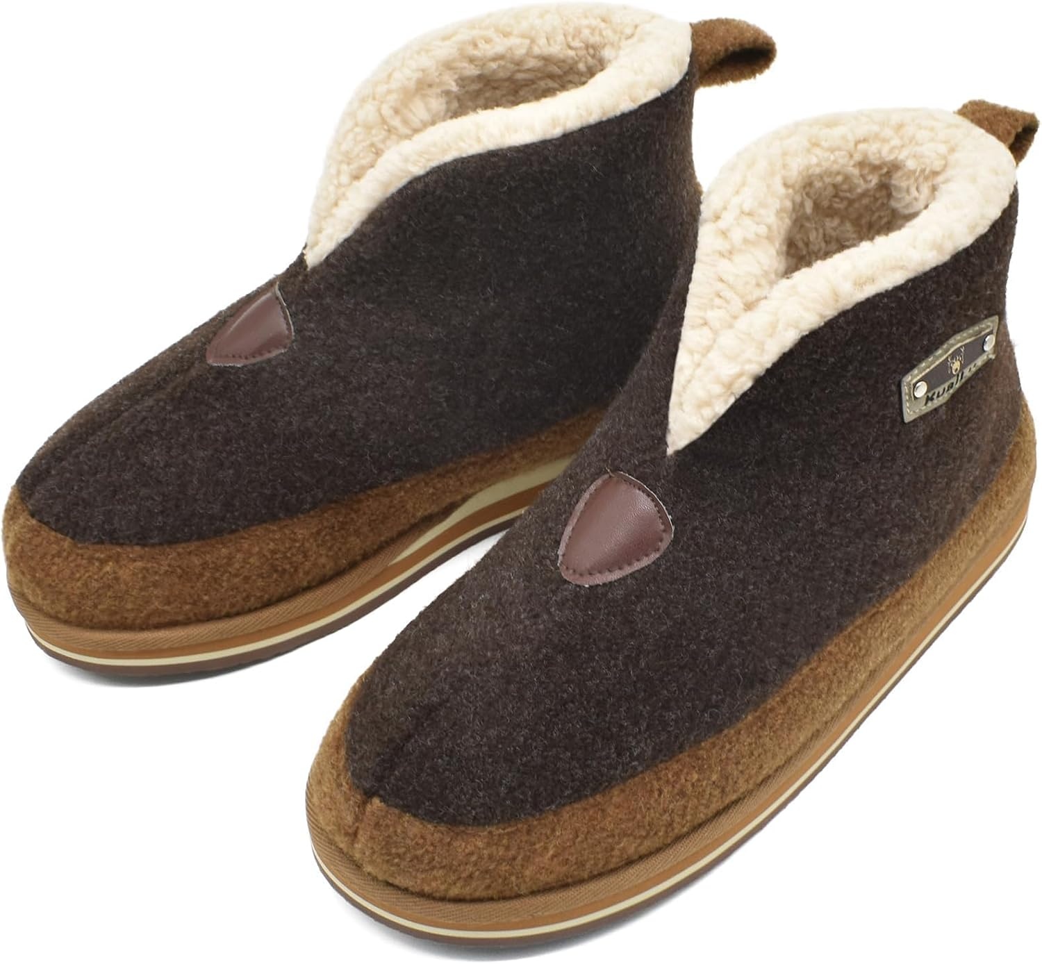 image:imageKuaiLu Mens Slippers Booties With Plush Lining Winter Warm House ShoesBrown